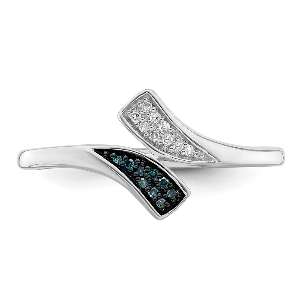 White Night Sterling Silver Rhodium-plated Blue and White Diamond Ring