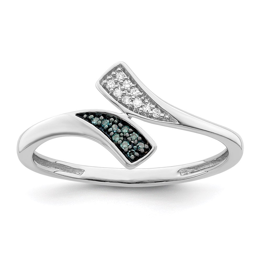 White Night Sterling Silver Rhodium-plated Blue and White Diamond Ring