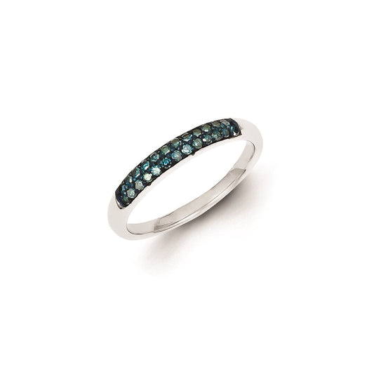 Sterling Silver Anniversary Blue Diamond Band