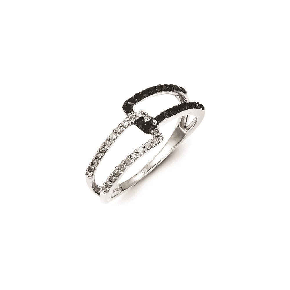 Sterling Silver w/ Black and White Diamond Ring