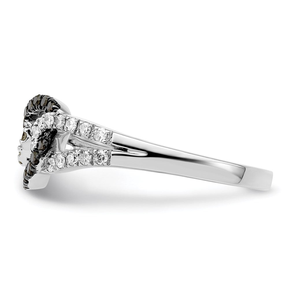 White Night Sterling Silver Rhodium-plated Black and White Diamond Ring