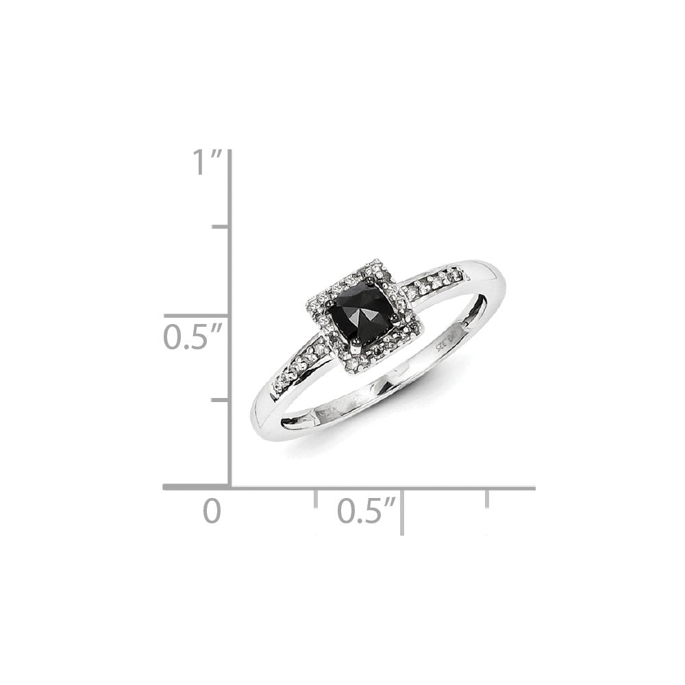 Sterling Silver w/ Black and White Diamond Ring