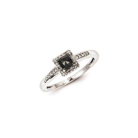 Sterling Silver w/ Black and White Diamond Ring