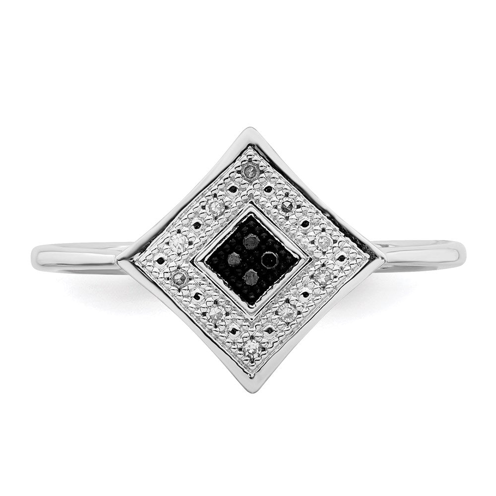 White Night Sterling Silver Rhodium-plated Black and White Diamond Ring