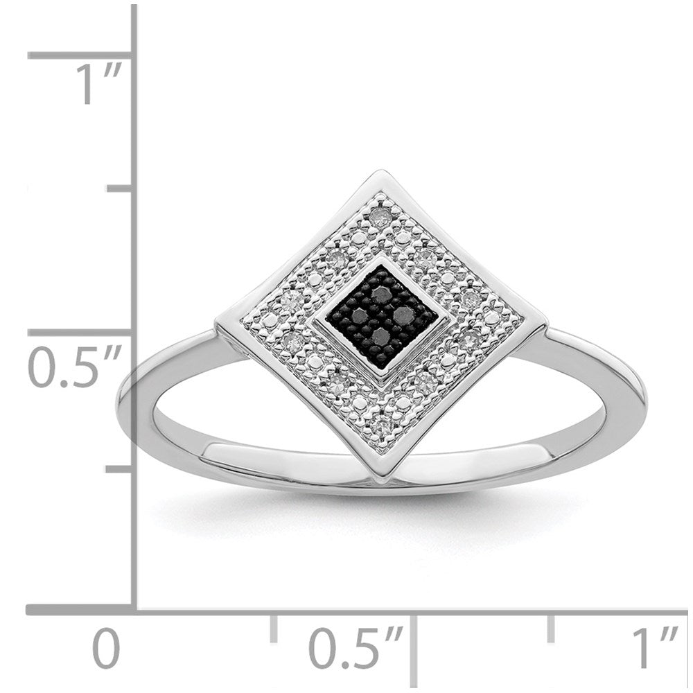 White Night Sterling Silver Rhodium-plated Black and White Diamond Ring