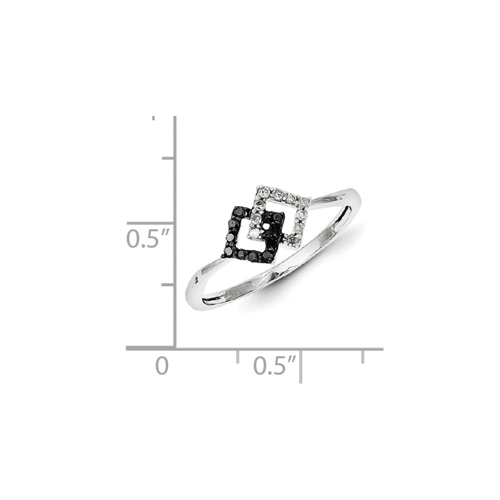 Sterling Silver w/ Black and White Diamond Ring