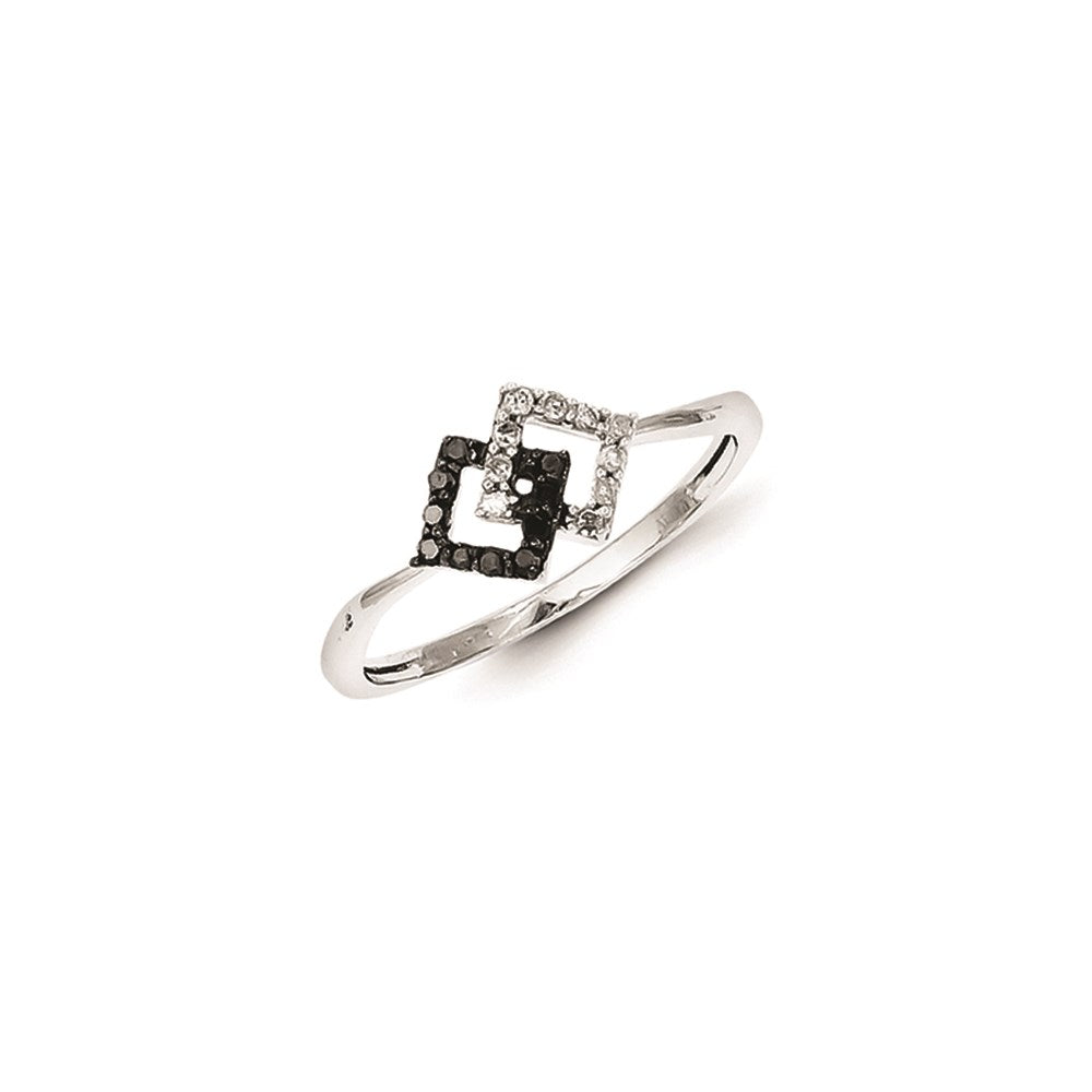 Sterling Silver w/ Black and White Diamond Ring