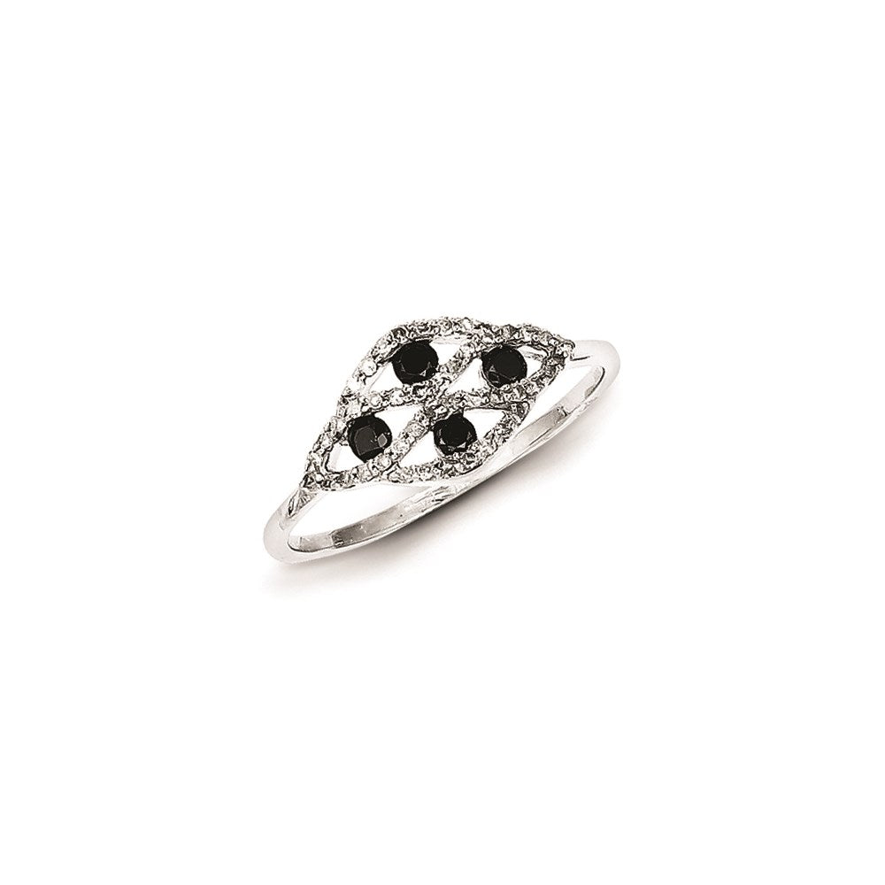 Sterling Silver w/ Black and White Diamond Fancy Ring