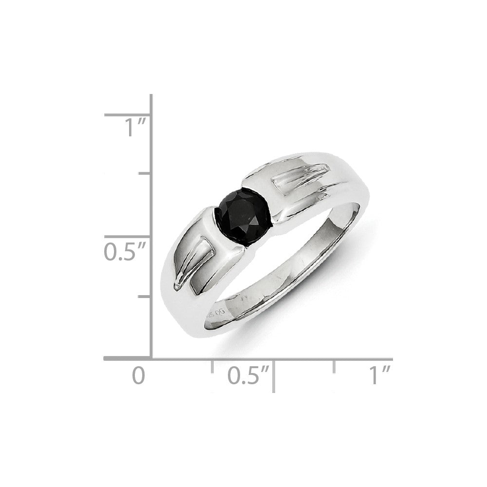 Sterling Silver Round Black Diamond Mens Ring