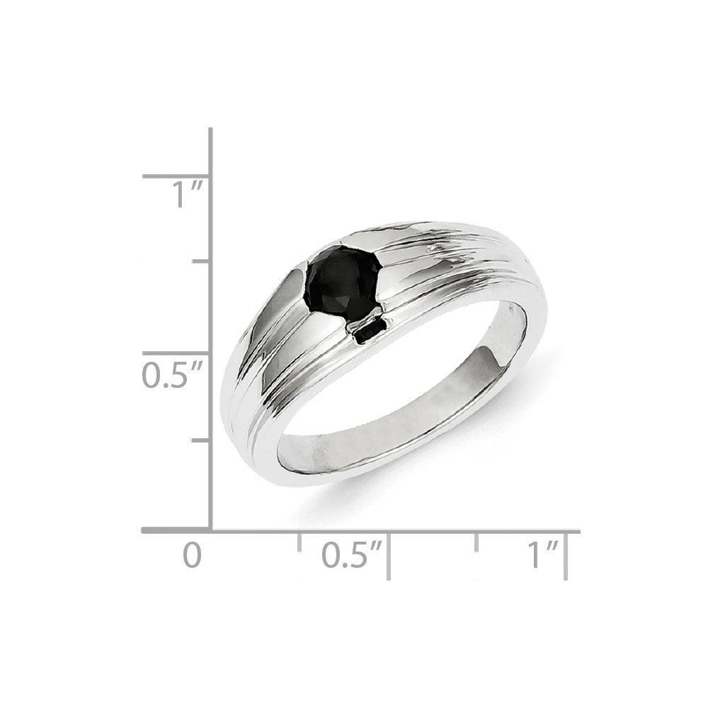 Sterling Silver Round Black Diamond Mens Ring