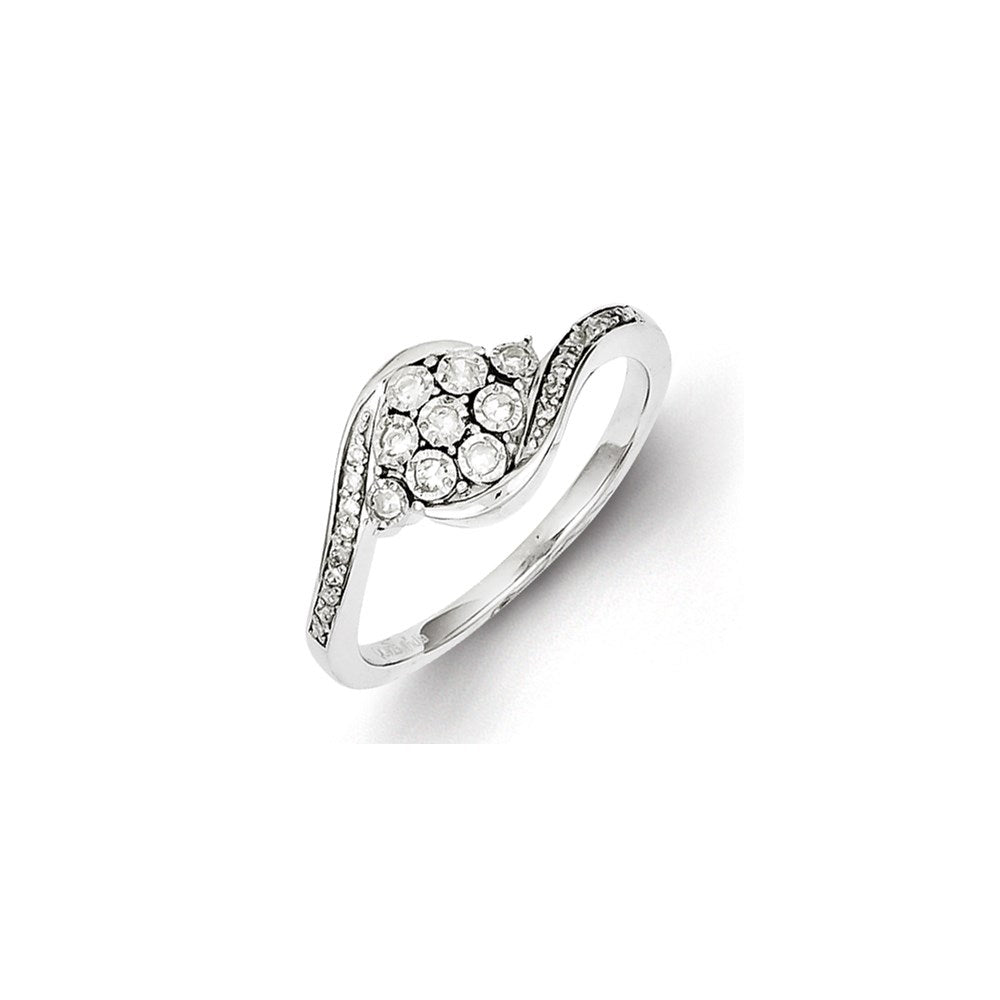 Traditional Sterling Silver Prong Set Diamond Ring