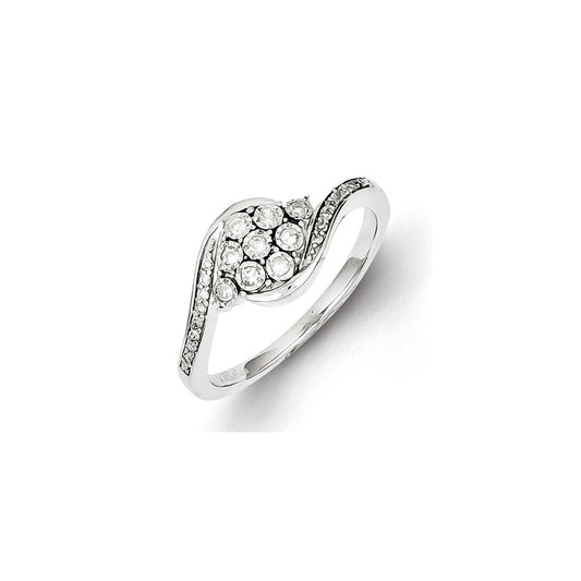 Traditional Sterling Silver Prong Set Diamond Ring