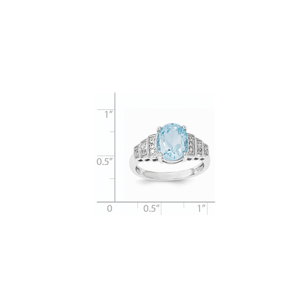 Sterling Silver Blue Topaz/CZ Oval w/Accents Ring