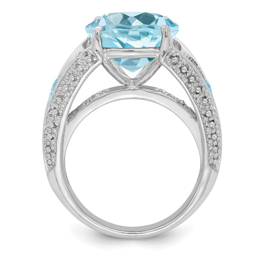 Sterling Silver Rhodium Lt. Swiss Blue Topaz Ring