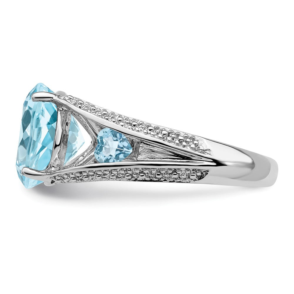 Sterling Silver Rhodium Lt. Swiss Blue Topaz Ring