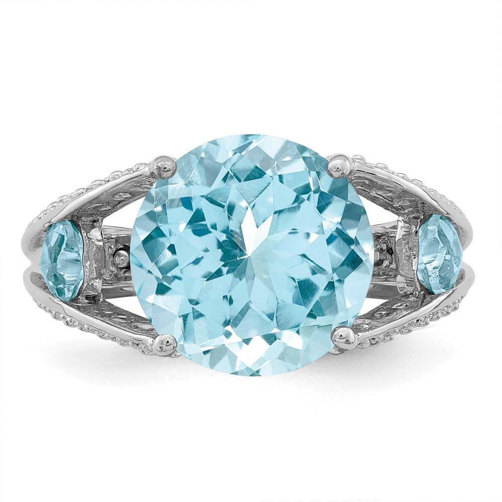 Sterling Silver Rhodium Lt. Swiss Blue Topaz Ring