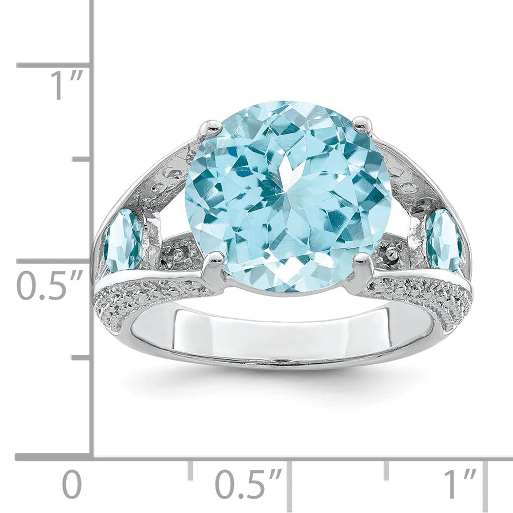 Sterling Silver Rhodium Lt. Swiss Blue Topaz Ring