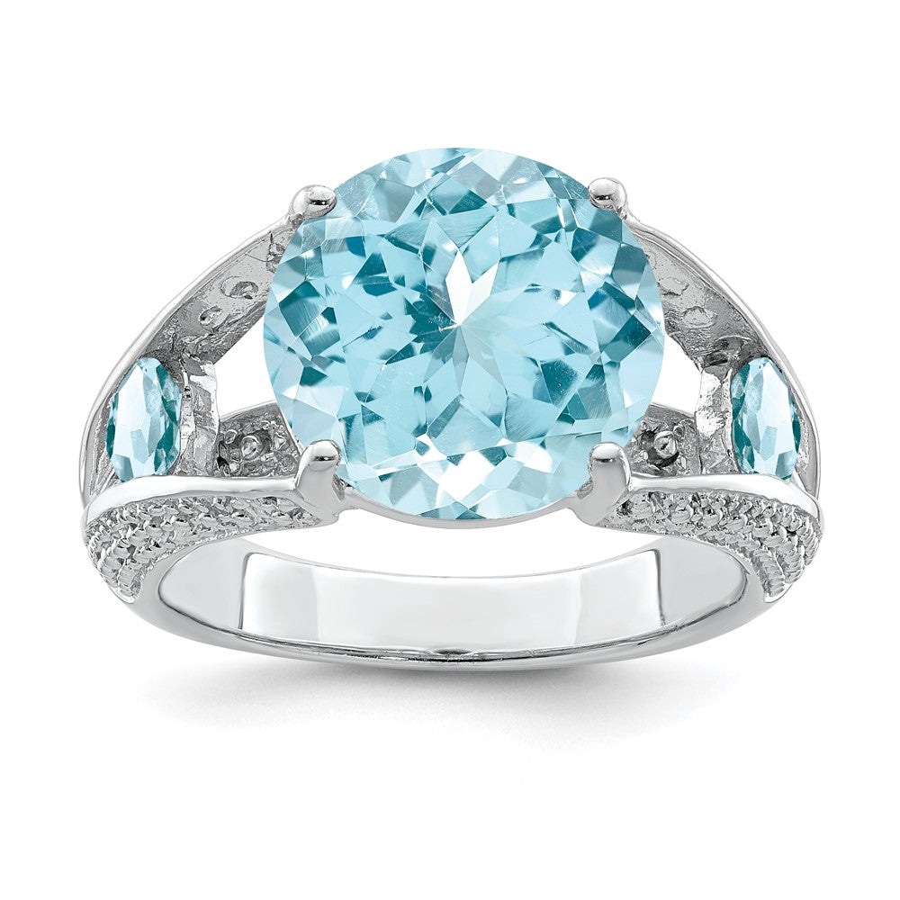 Sterling Silver Rhodium Lt. Swiss Blue Topaz Ring