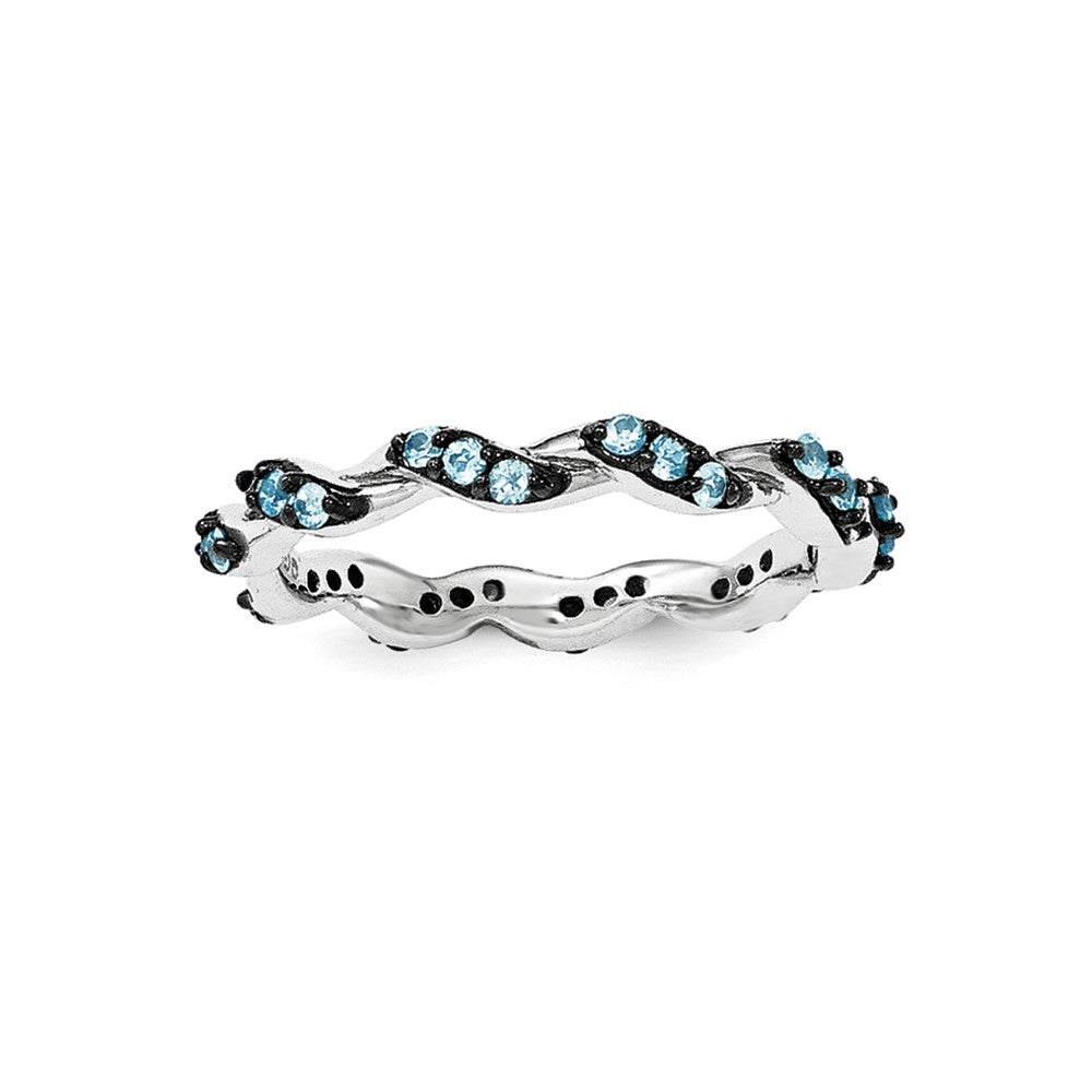 Sterling Silver Lt. Swiss Blue Topaz Eternity Ring