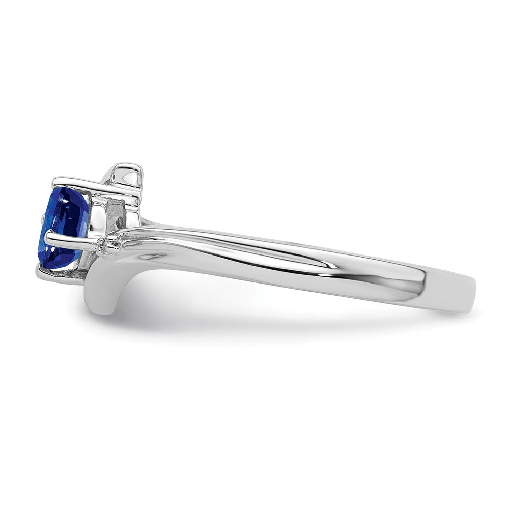 Sterling Silver Rhodium-plated Sapphire and Diamond Ring