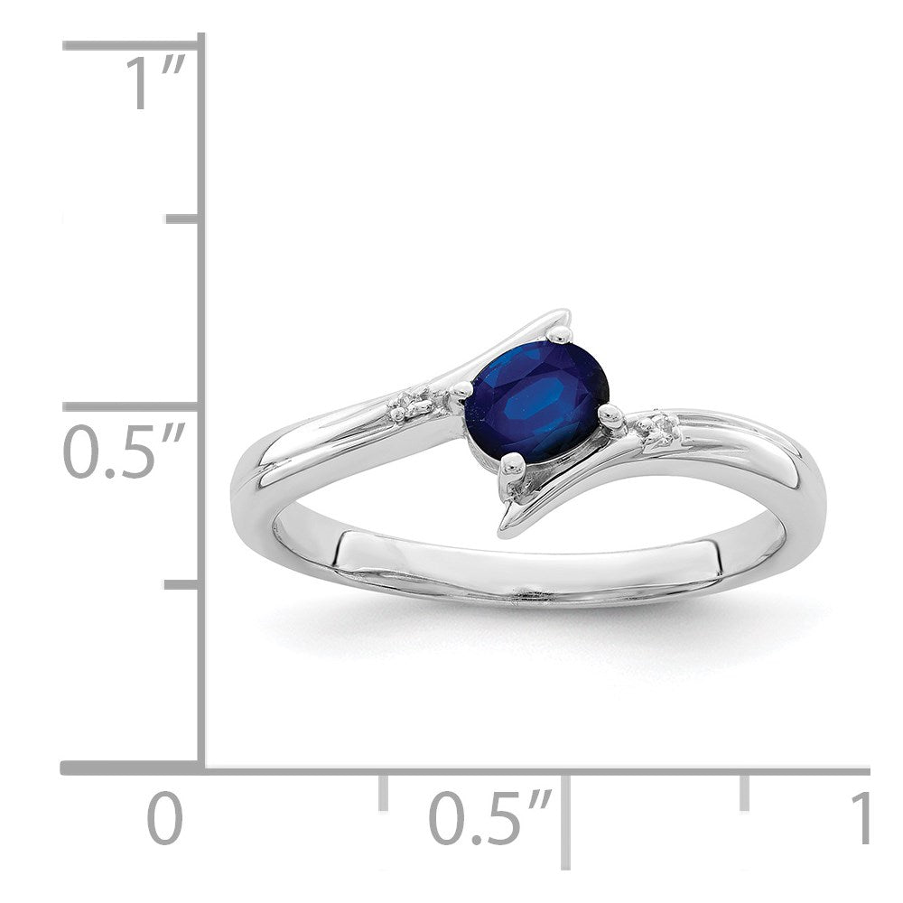 Sterling Silver Rhodium-plated Sapphire and Diamond Ring