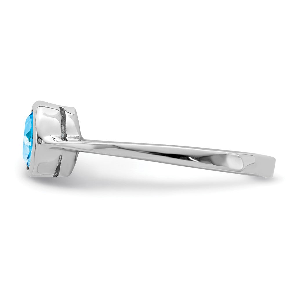 Sterling Silver Rhodium Blue Topaz Ring