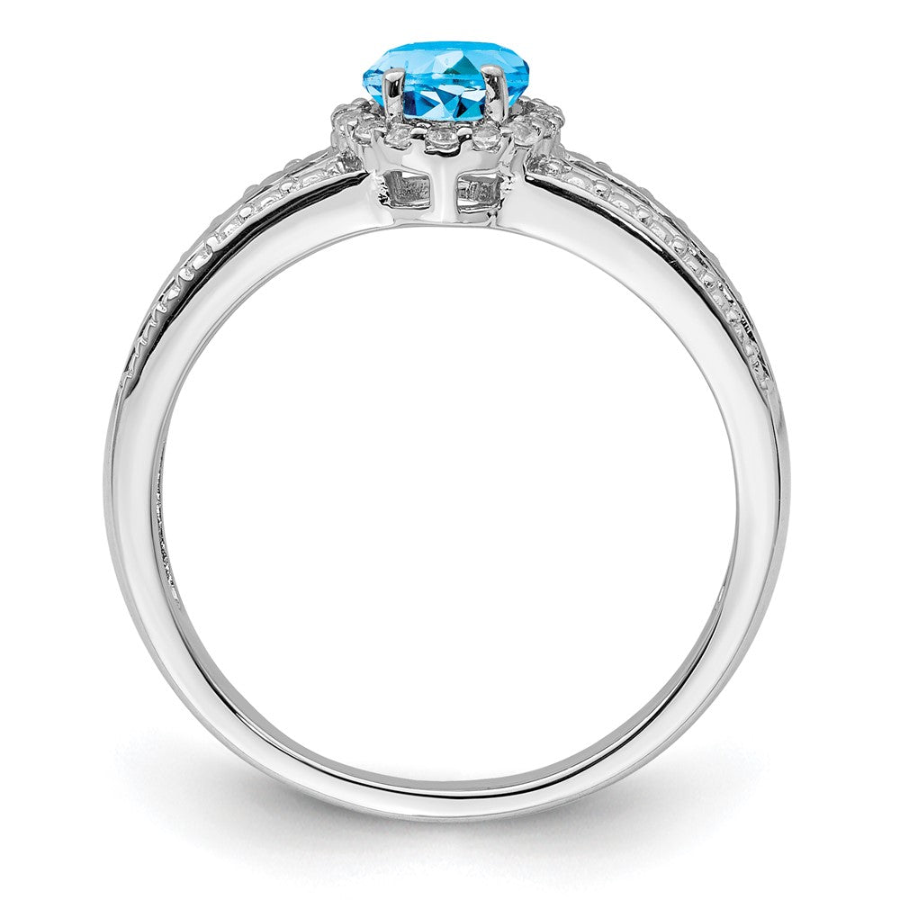 Sterling Silver Rhodium Blue and White Topaz Ring