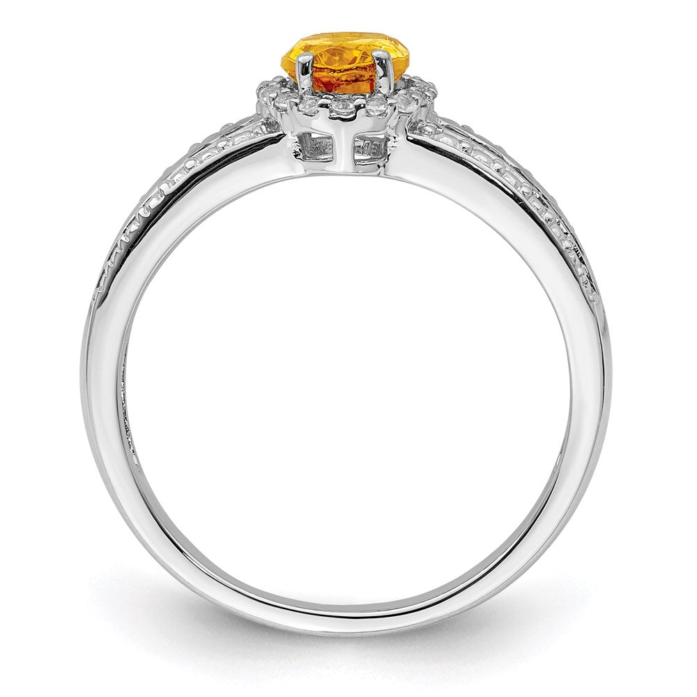 Sterling Silver Rhodium-plated Citrine and White Topaz Ring