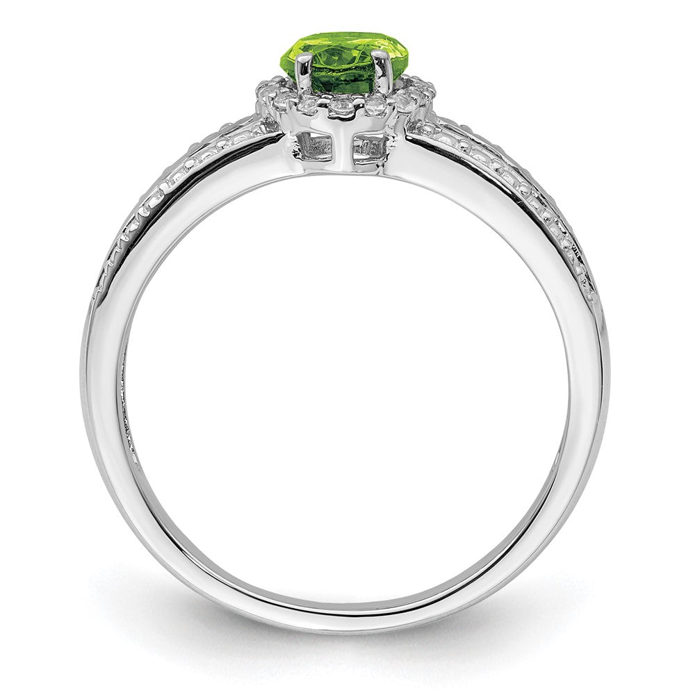 Sterling Silver Rhodium Polished Peridot & White Topaz Ring