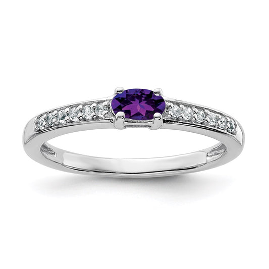 Sterling Silver Rhodium-plated Amethyst and White Topaz Ring