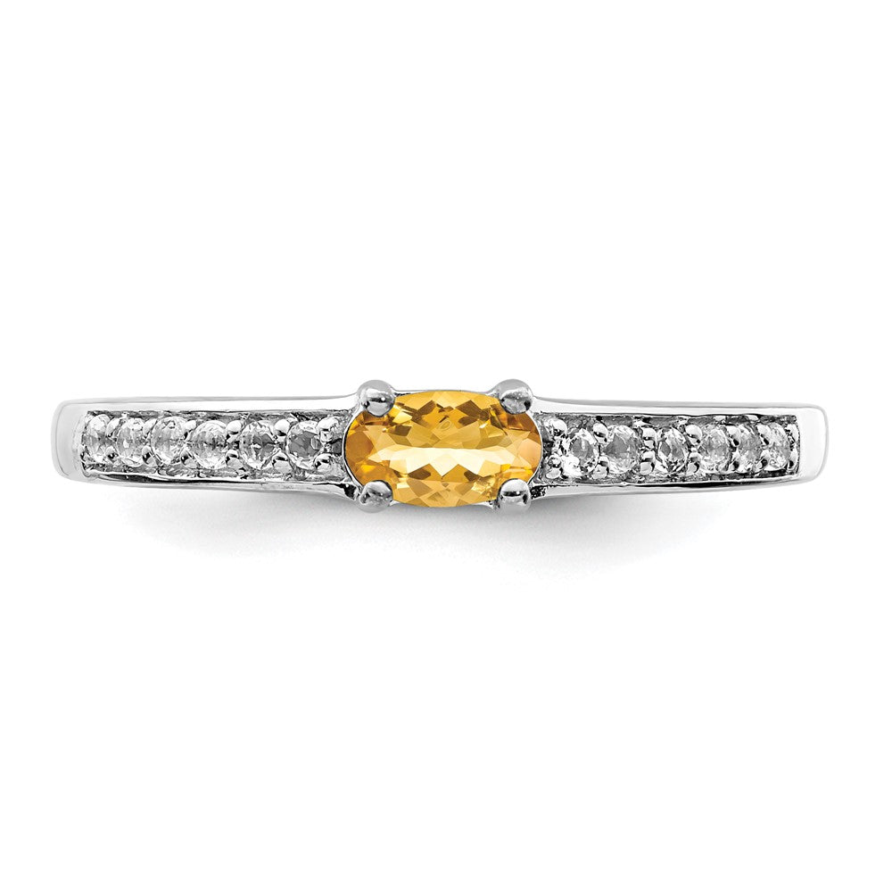 Sterling Silver Rhodium-plated Citrine and White Topaz Ring