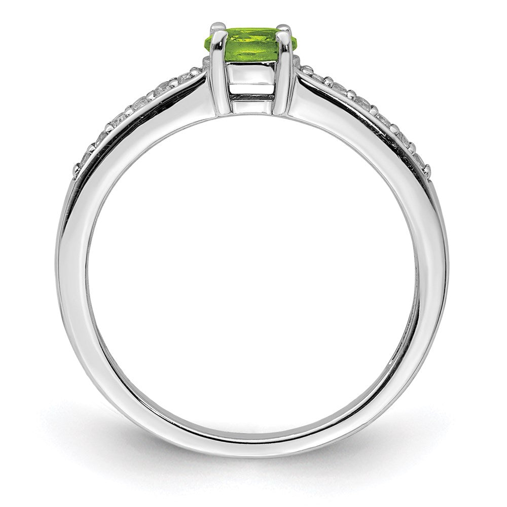 Sterling Silver Rhodium Peridot and White Topaz Ring