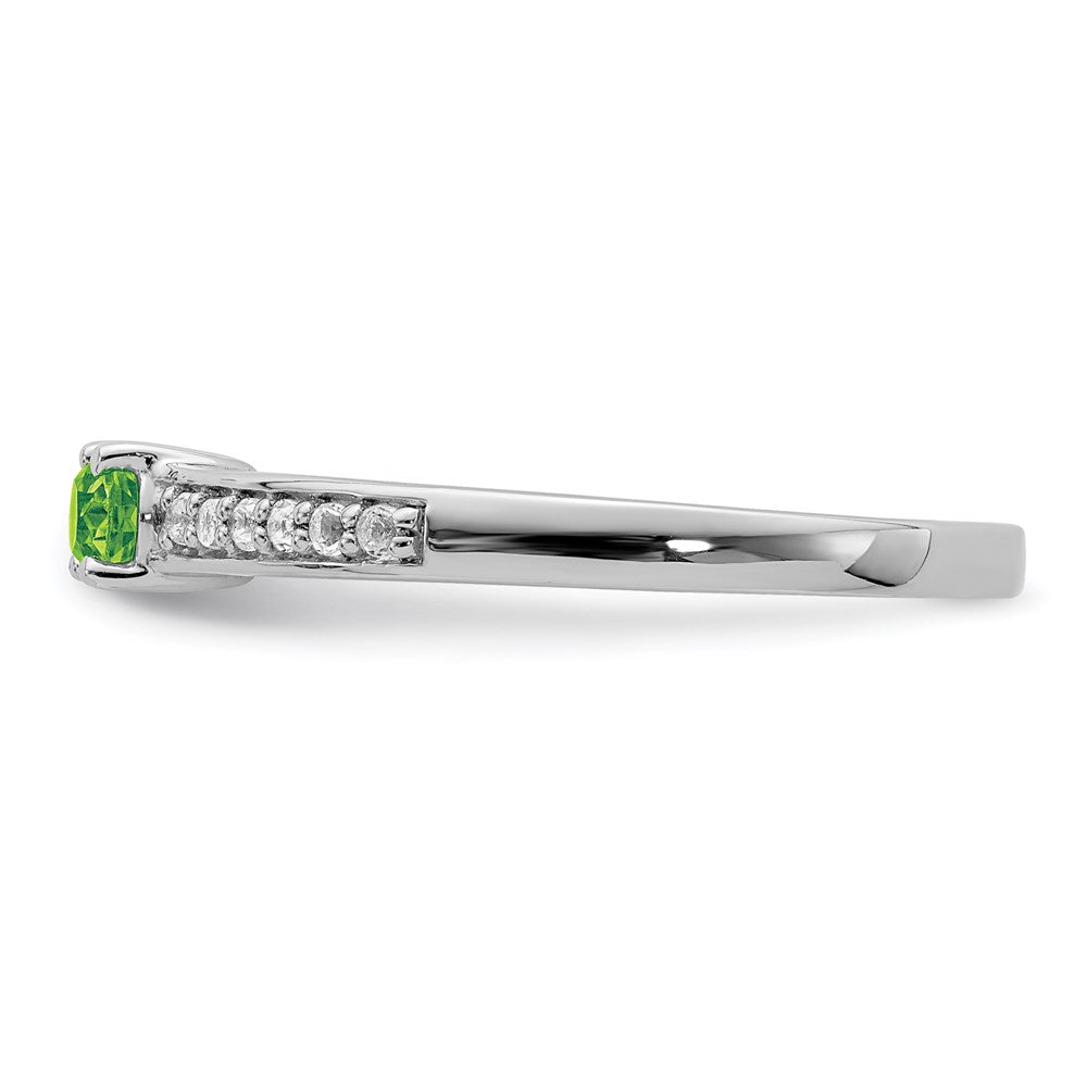 Sterling Silver Rhodium Peridot and White Topaz Ring