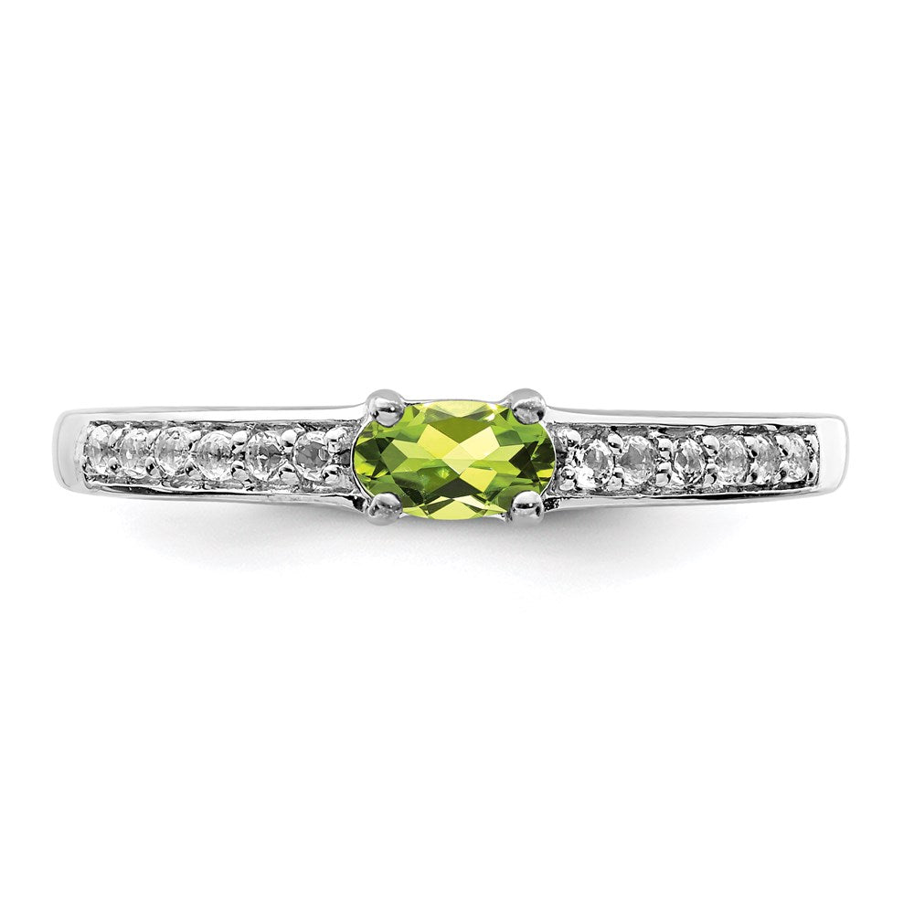 Sterling Silver Rhodium Peridot and White Topaz Ring