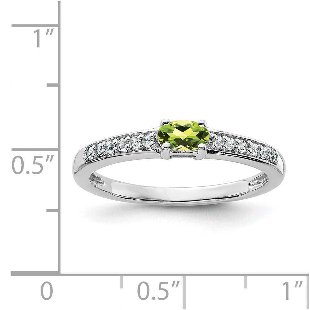 Sterling Silver Rhodium Peridot and White Topaz Ring