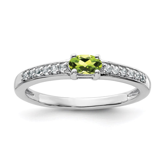 Sterling Silver Rhodium Peridot and White Topaz Ring