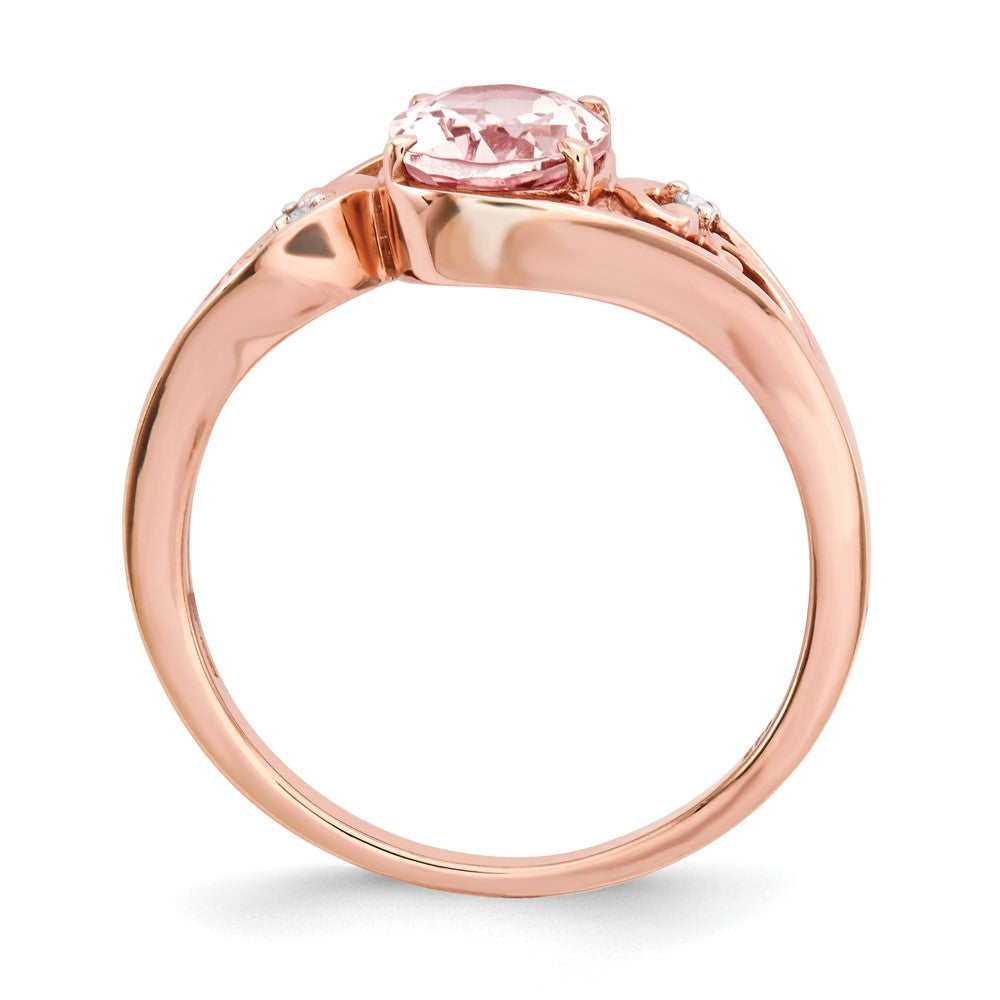 Sterling Silver Rose Gold-plated Morganite & Diamond Ring