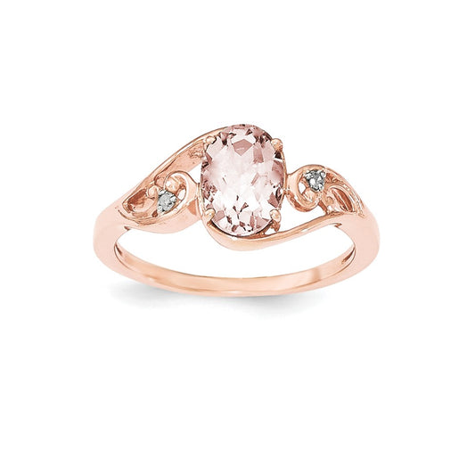 Sterling Silver Rose Gold-plated Morganite & Diamond Ring