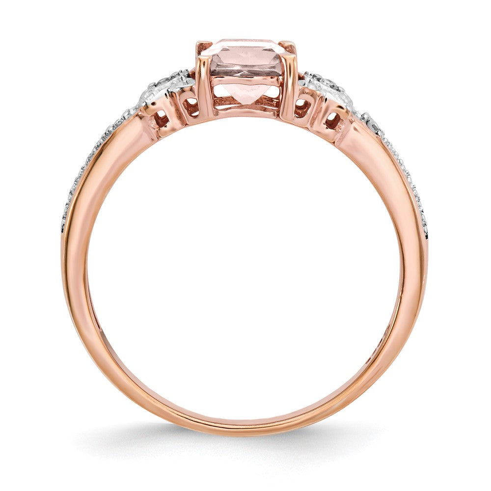 Sterling Silver Rose Gold-plated Morganite & Diamond Ring