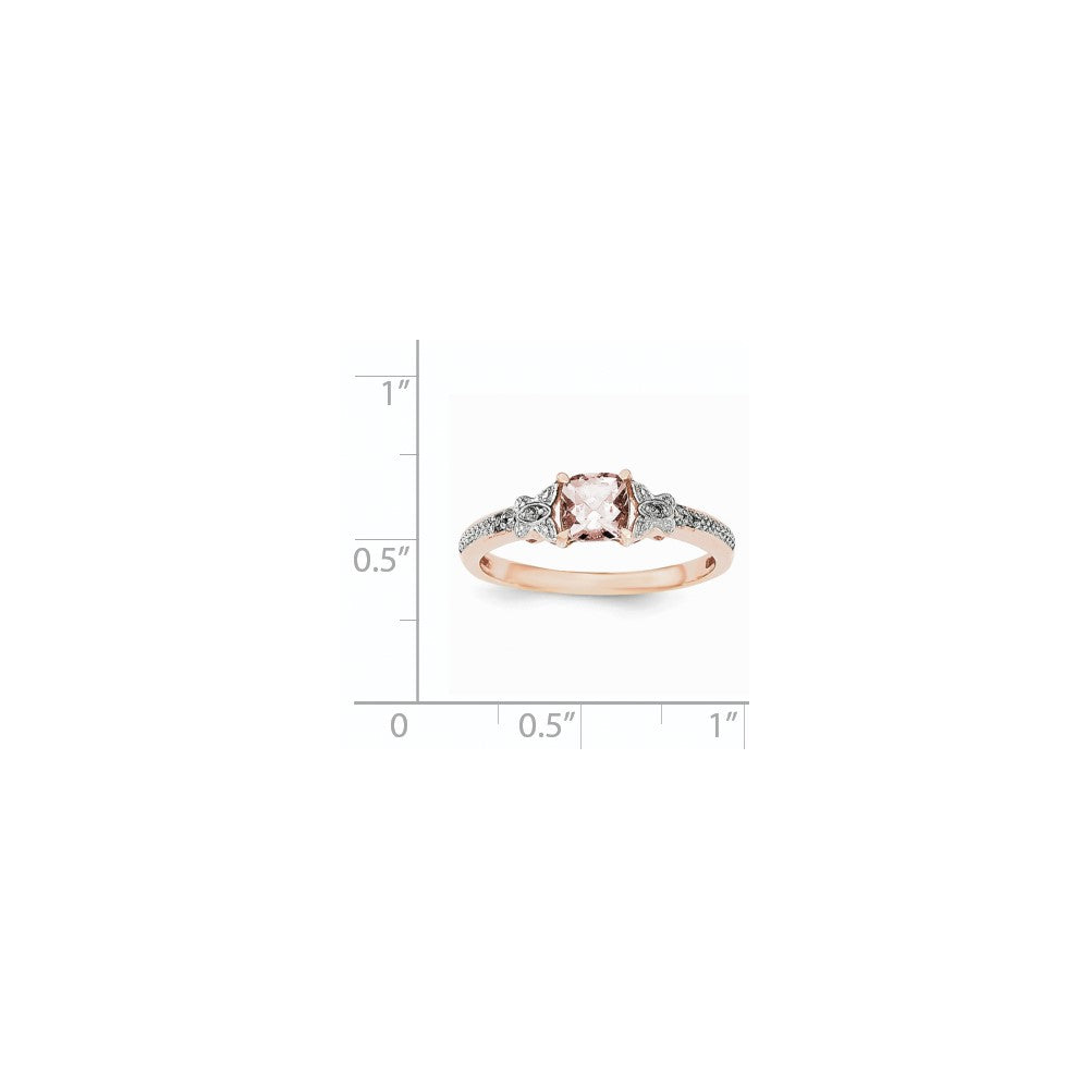 Sterling Silver Rose Gold-plated Morganite & Diamond Ring