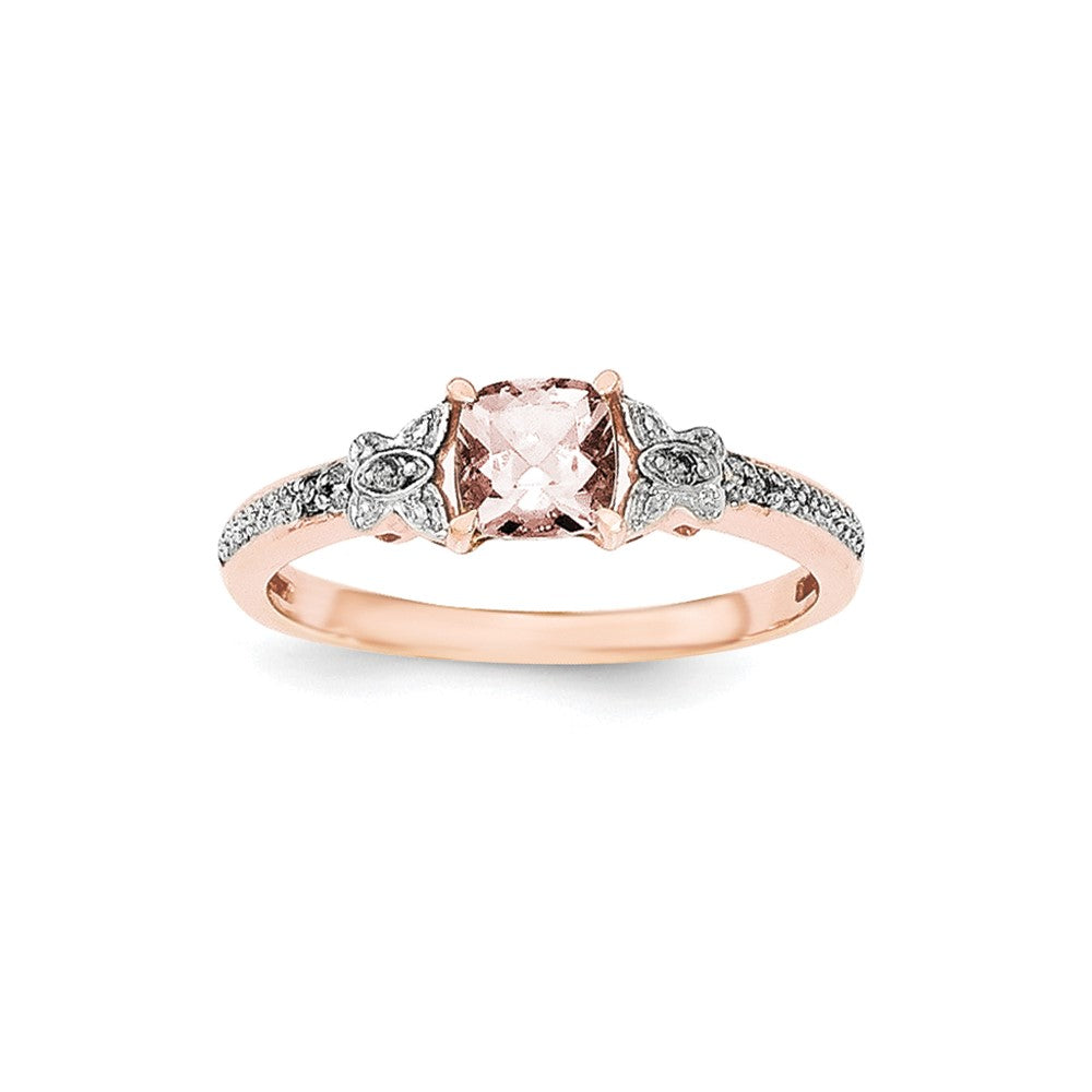 Sterling Silver Rose Gold-plated Morganite & Diamond Ring