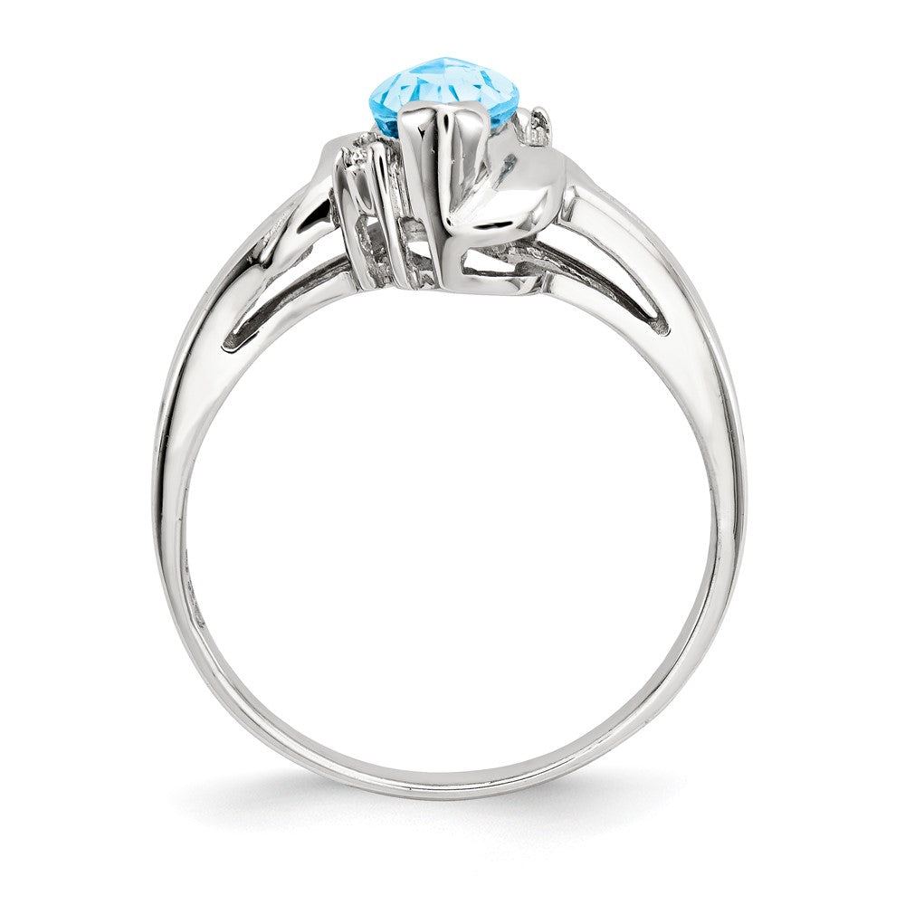 Sterling Silver Rhodium-plated w/CZ and Blue Topaz Ring