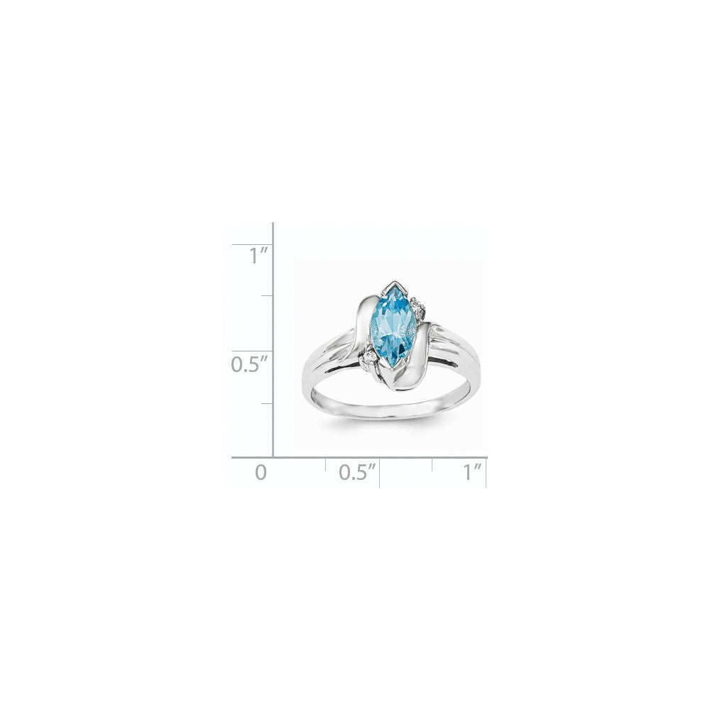 Sterling Silver Rhodium-plated w/CZ and Blue Topaz Ring