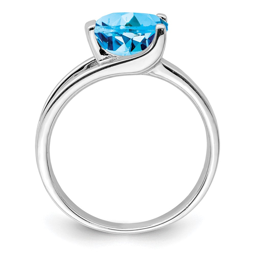 Sterling Silver Rhodium-plated w/Blue Topaz Ring