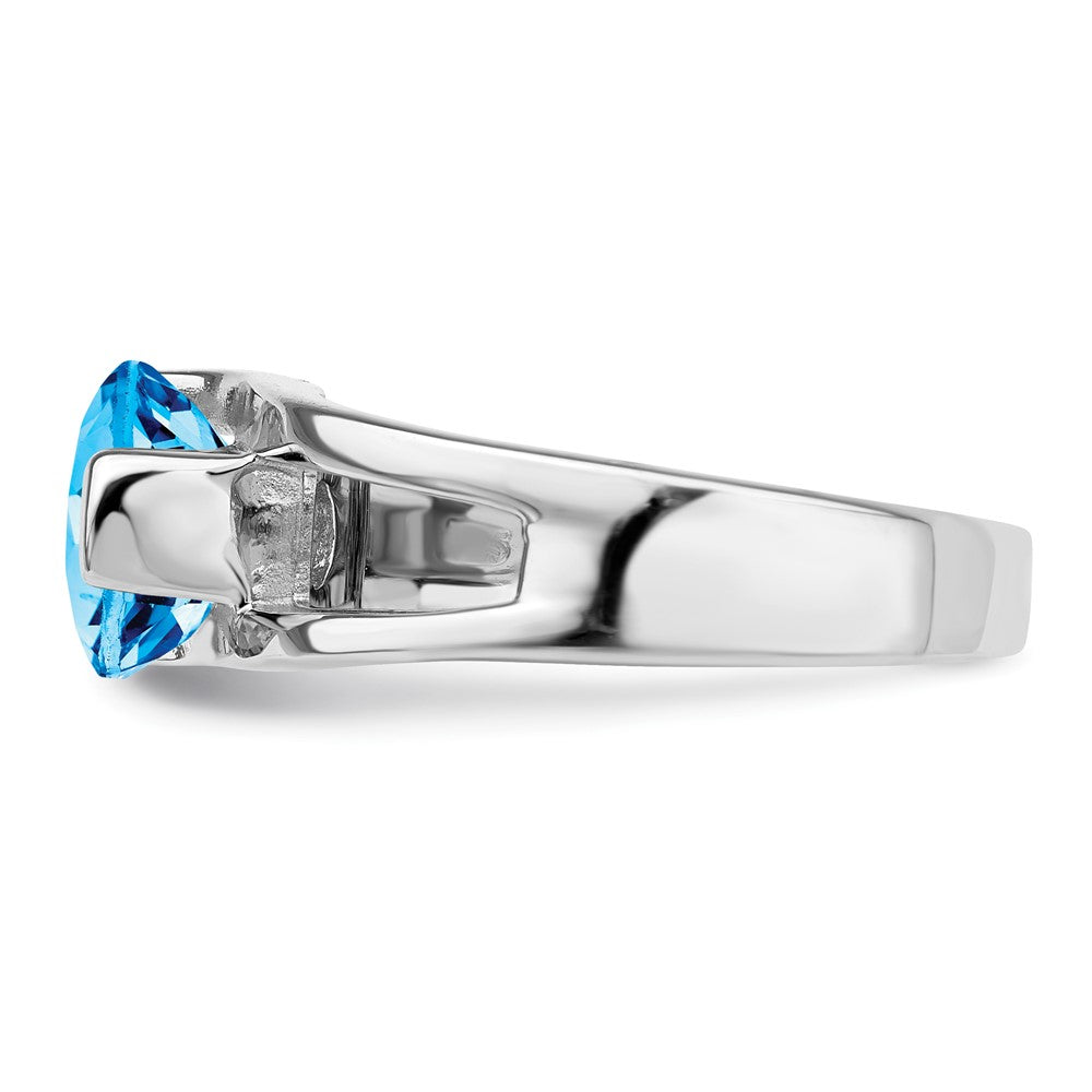 Sterling Silver Rhodium-plated w/Blue Topaz Ring