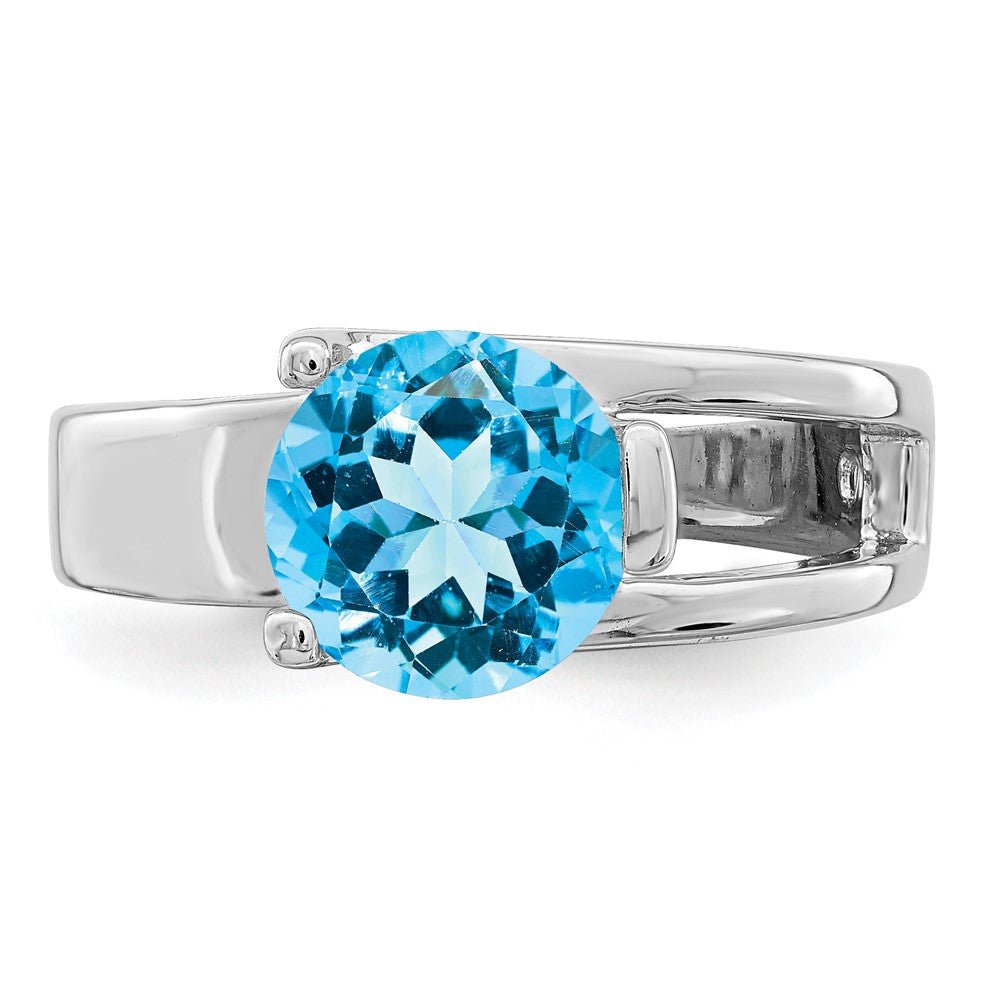 Sterling Silver Rhodium-plated w/Blue Topaz Ring