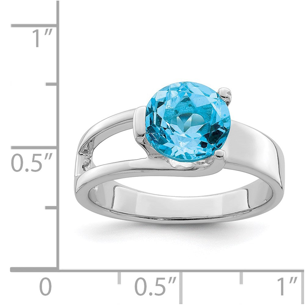 Sterling Silver Rhodium-plated w/Blue Topaz Ring