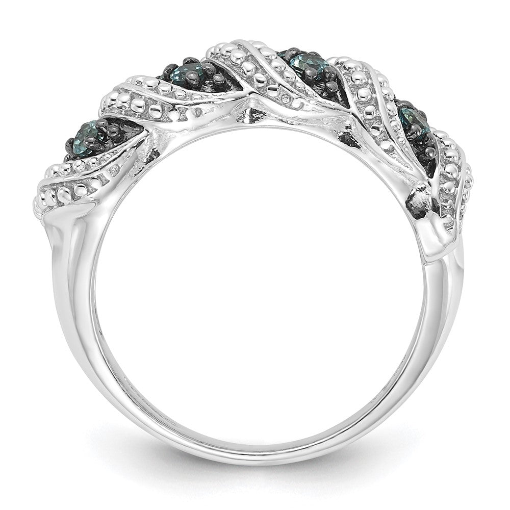 Sterling Silver & Black Rhodium-plated Polished Blue Topaz Ring