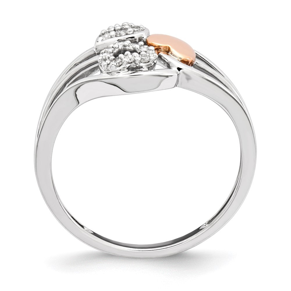 Sterling Silver w/Rose Gold-Plating Polished Hearts Diamond Ring