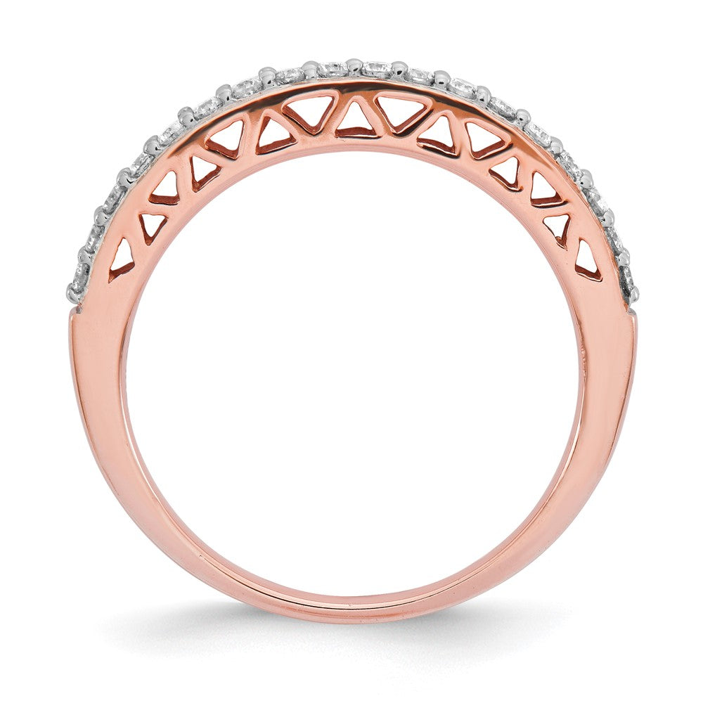 Sterling Silver w/Rose Gold-plating Polished Diamond Ring